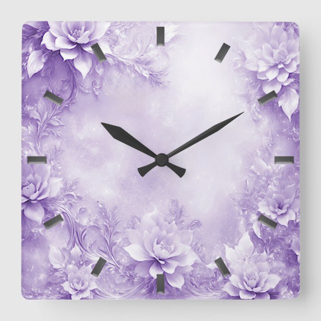 Horloge murale de fleurs blanches violettes (Recto)