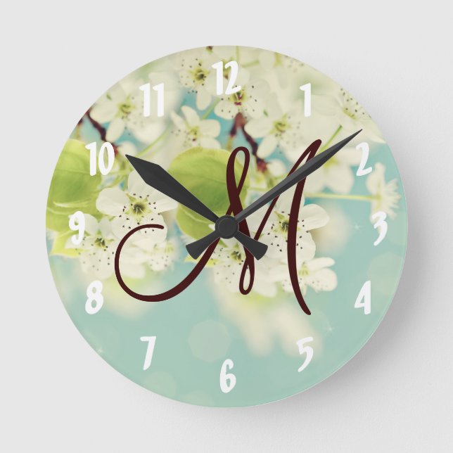Horloge murale de fleurs de cerisier blanc (Recto)