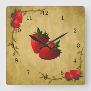 Horloge murale de fraises de pays