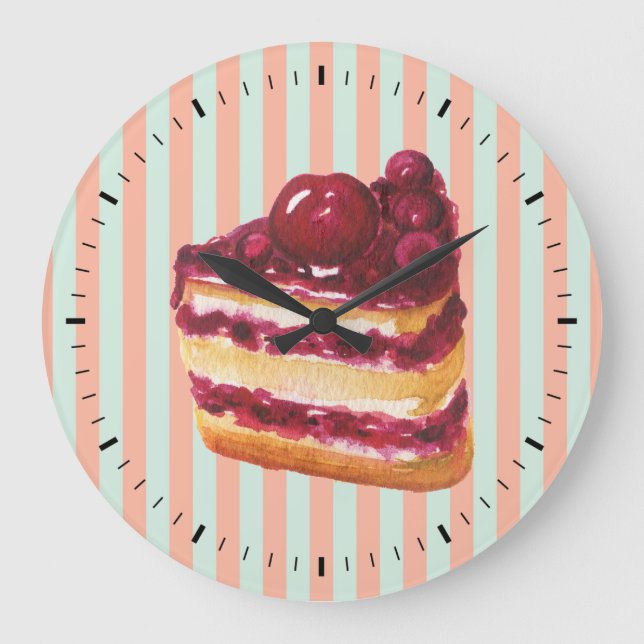Horloge murale de gâteau de cerise rétro (Recto)