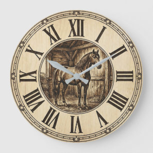 Horloge murale de grange à chevaux rustique   Déco