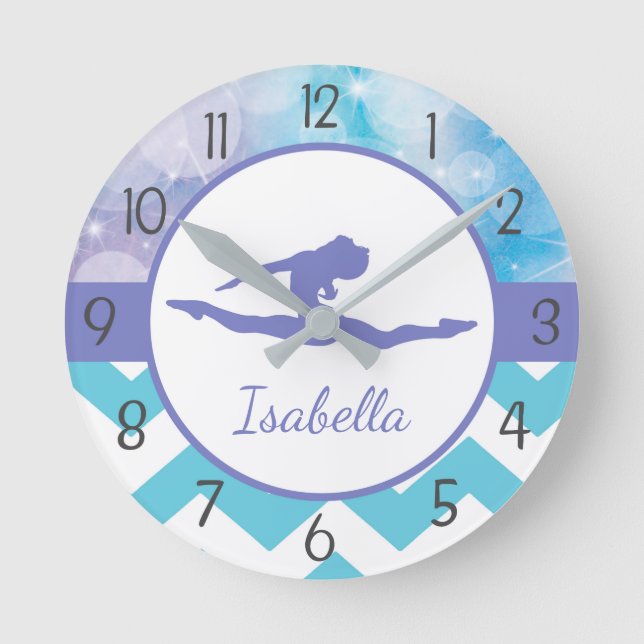Horloge murale de gymnastique sarcelle violet (Recto)