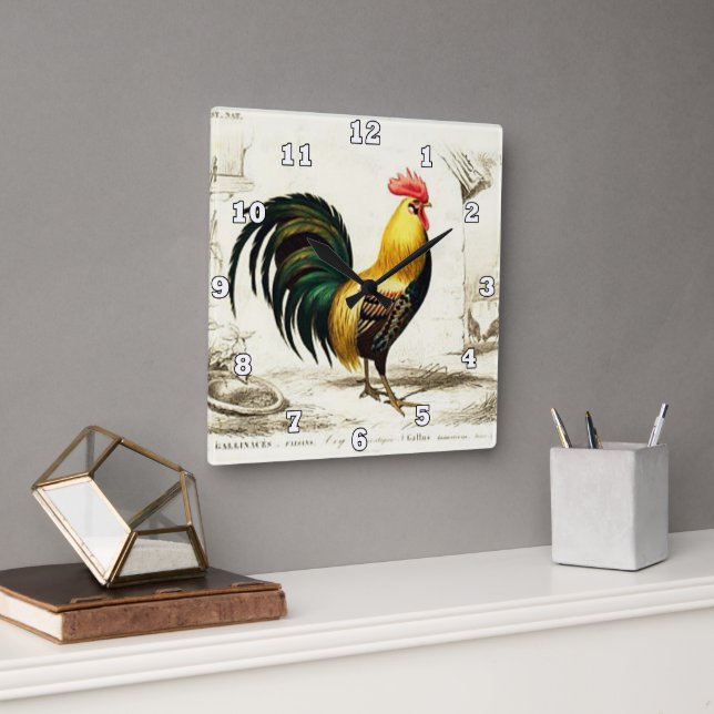 Horloge murale de la cuisine du coq de campagne Vi (Bureau)
