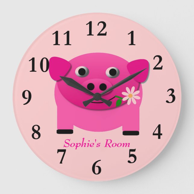 Horloge murale de la fille de porc rose personnali (Recto)