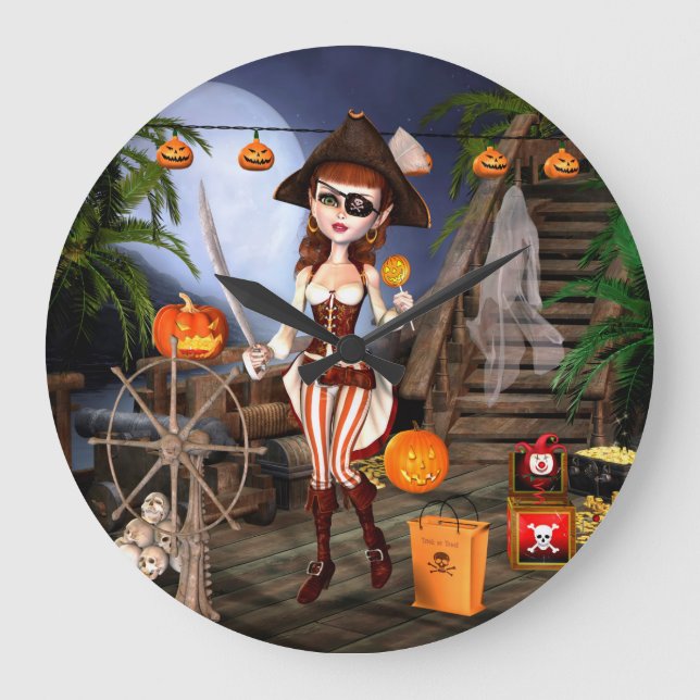 Horloge murale de la fille Pirate mignonne d'Hallo (Recto)