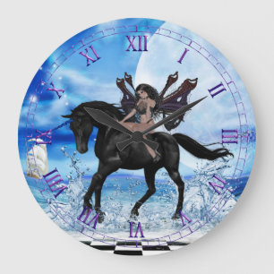 Horloge murale de la licorne noire