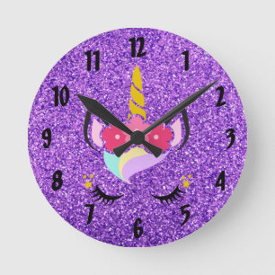 Horloge murale de la Parties scintillant violette 
