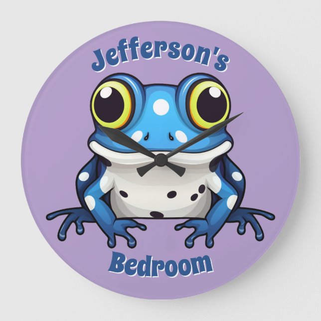 Horloge murale de la Polka bleue Cute personnalisé (Recto)