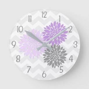 Horloge murale de la pouponnière à fleurs gris pou