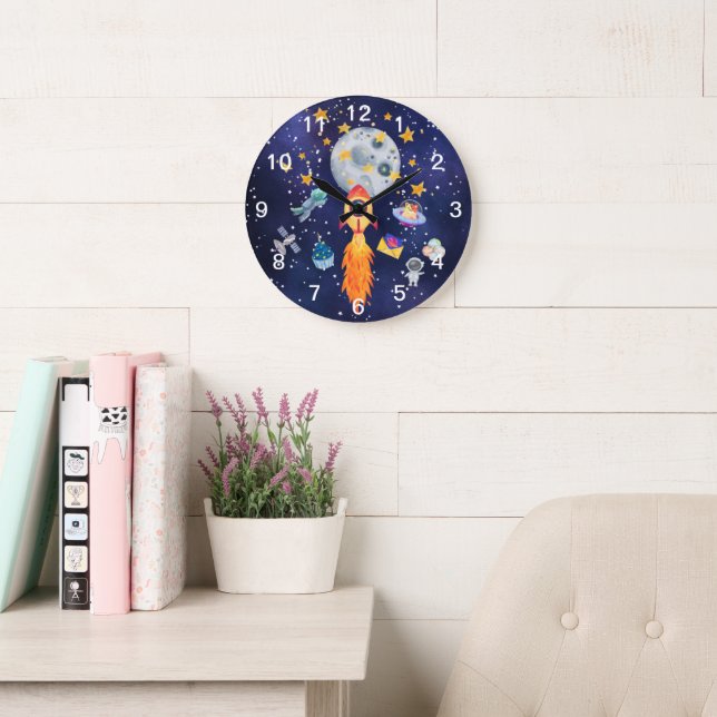 Horloge murale de la Rocketship pour les garçons (Salle de lecture)