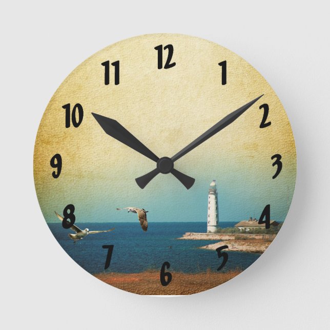 Horloge murale de la scène de la plage du phare (Recto)