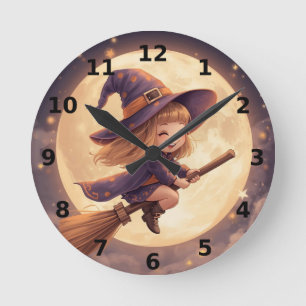 Horloge murale de la sorcière mignonne - Décor Éff