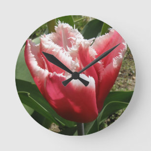 Horloge murale de la tulipe à franges roses