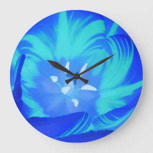 Horloge murale de la tulipe bleu clair