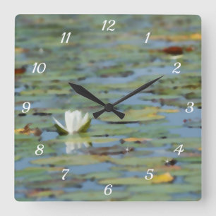 Horloge murale de l'aquarelle nénuphar Lake Flower