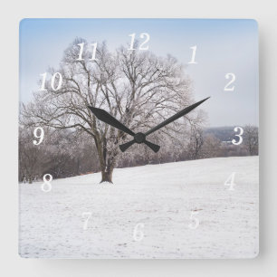 Horloge murale de l'arbre d'hiver
