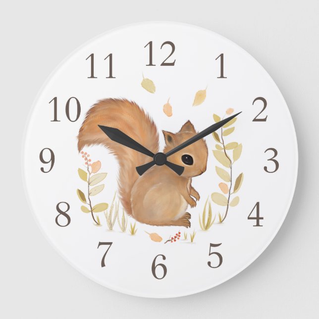 Horloge murale de l'écureuil animal du bois (Recto)