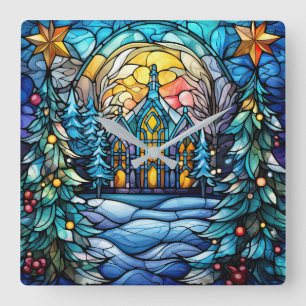 Horloge murale de l'église en verre tendu