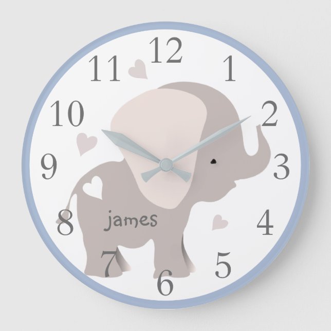 Horloge murale de l'éléphant gris bleu (Recto)
