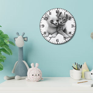 Horloge murale de l'empattement du chiot Kitten