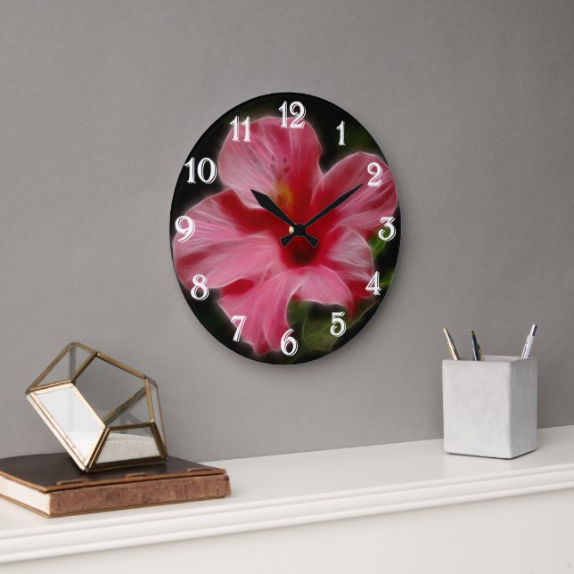 Horloge murale de l'Hibiscus rose (Bureau)