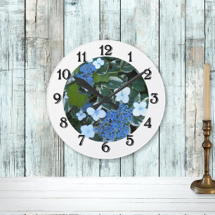 Horloge murale de l'Hydrangée Bleue Variée