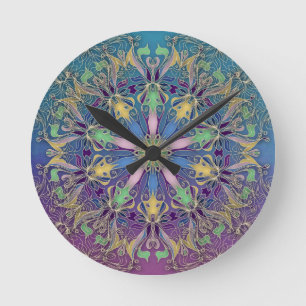 Horloge murale de Mandala colorée