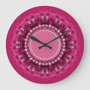 Horloge murale de mandala de dentelle de paon de