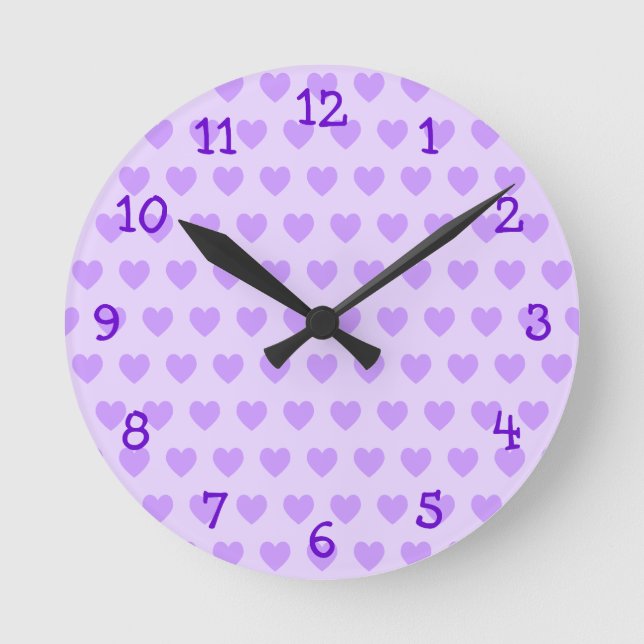 Horloge murale de motif de coeur de lavande (Recto)