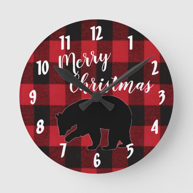 Horloge murale de Noël Ours noir rouge (Recto)