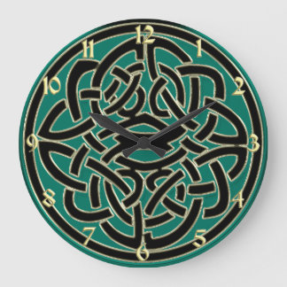 Horloge murale de noeud céleste vert noir et or