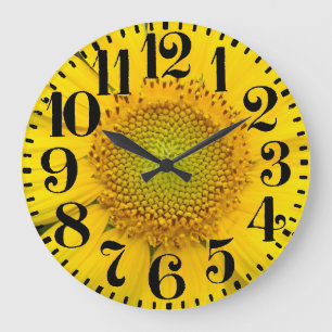 Horloge murale de nombre de fleur de tournesol
