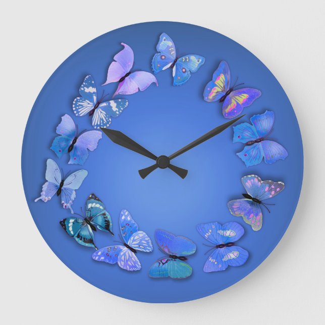 Horloge murale de nouveauté papillon bleu (Recto)