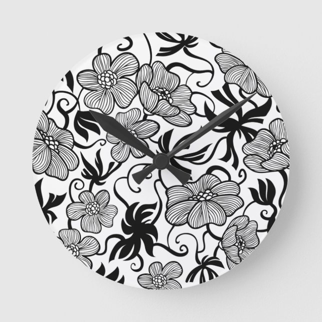 Horloge murale de patchs de fleurs noires (Recto)
