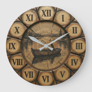 Horloge murale de pêche au lac rustique Style bo