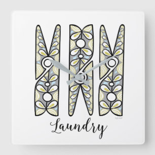 Horloge murale de pince à linge