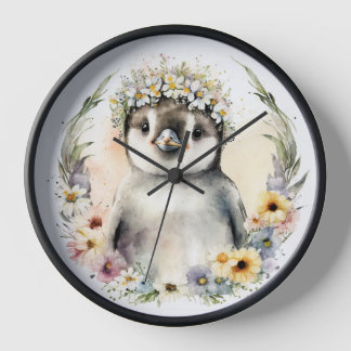 Horloge murale de pingouin, mignon pingouin