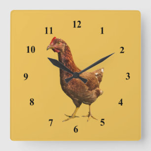 Horloge murale de poulet de poule de rouge d'île
