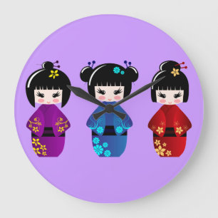 Horloge murale de poupées de Kokeshi
