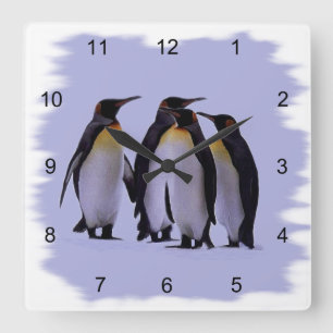 Horloge murale de quatre pingouins