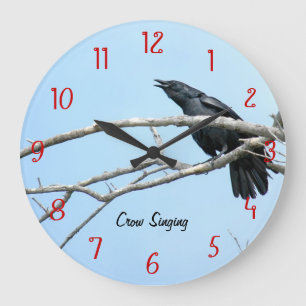 Horloge murale de Raven de corneille de chant