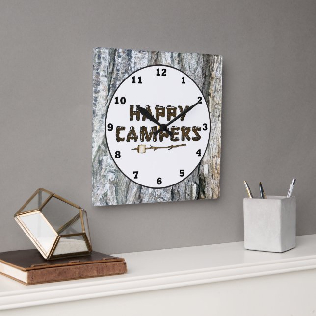 Horloge murale de Rustic Happy Campers (Bureau)