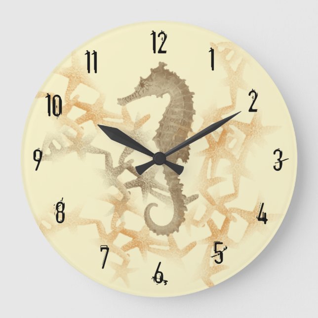 Horloge murale de Seahorse et Starfish par Julie E (Recto)