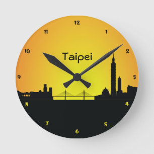 Horloge murale de silhouette de nuit de paysage