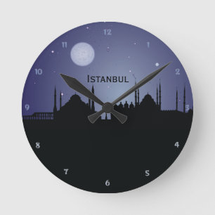 Horloge murale de silhouette de nuit de paysage