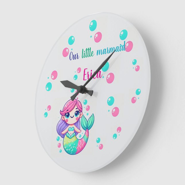 Horloge murale de sirène colorée personnalisée (Angle)