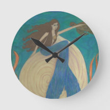 Horloge murale de sirène et de tortue