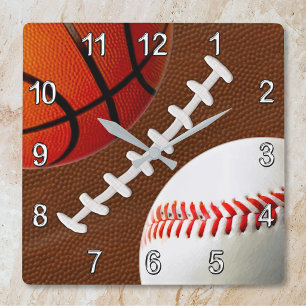 Horloge murale de sport Football, Basketball, Base
