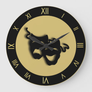 Horloge murale de théâtre d'or de comédie et de