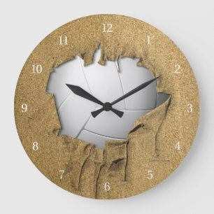 Horloge murale de volley-ball déchirée